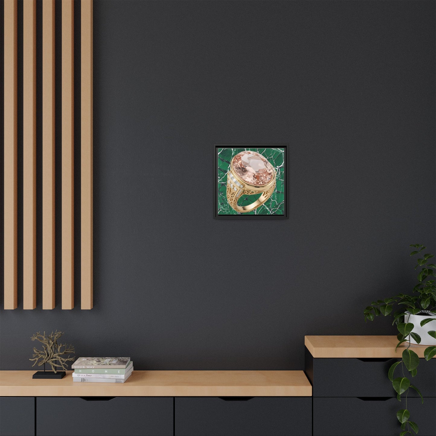 Verdant Morganite Halo Ring Framed Canvas