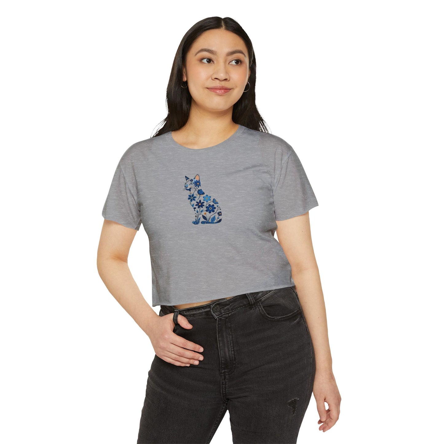 Botanical Cat Silhouette Boxy Tee