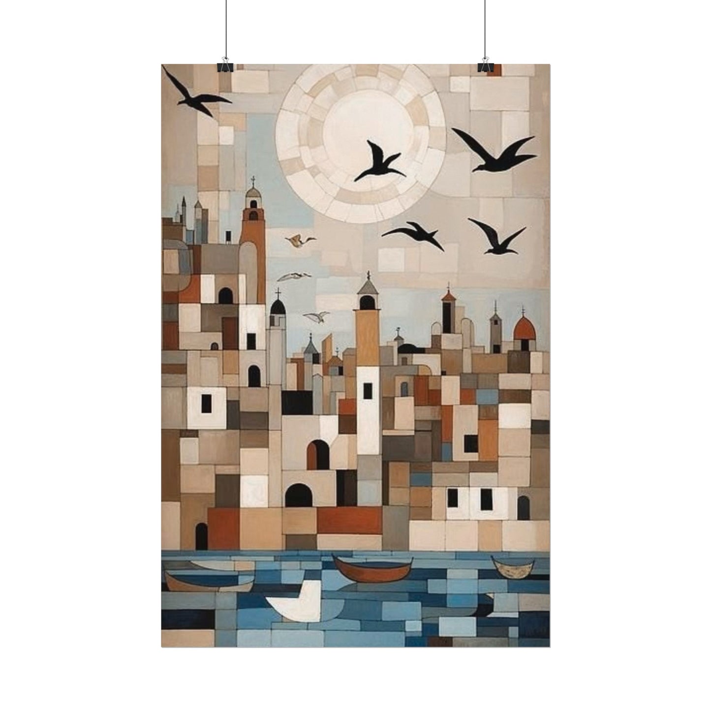 Moonlit Harbour Poster
