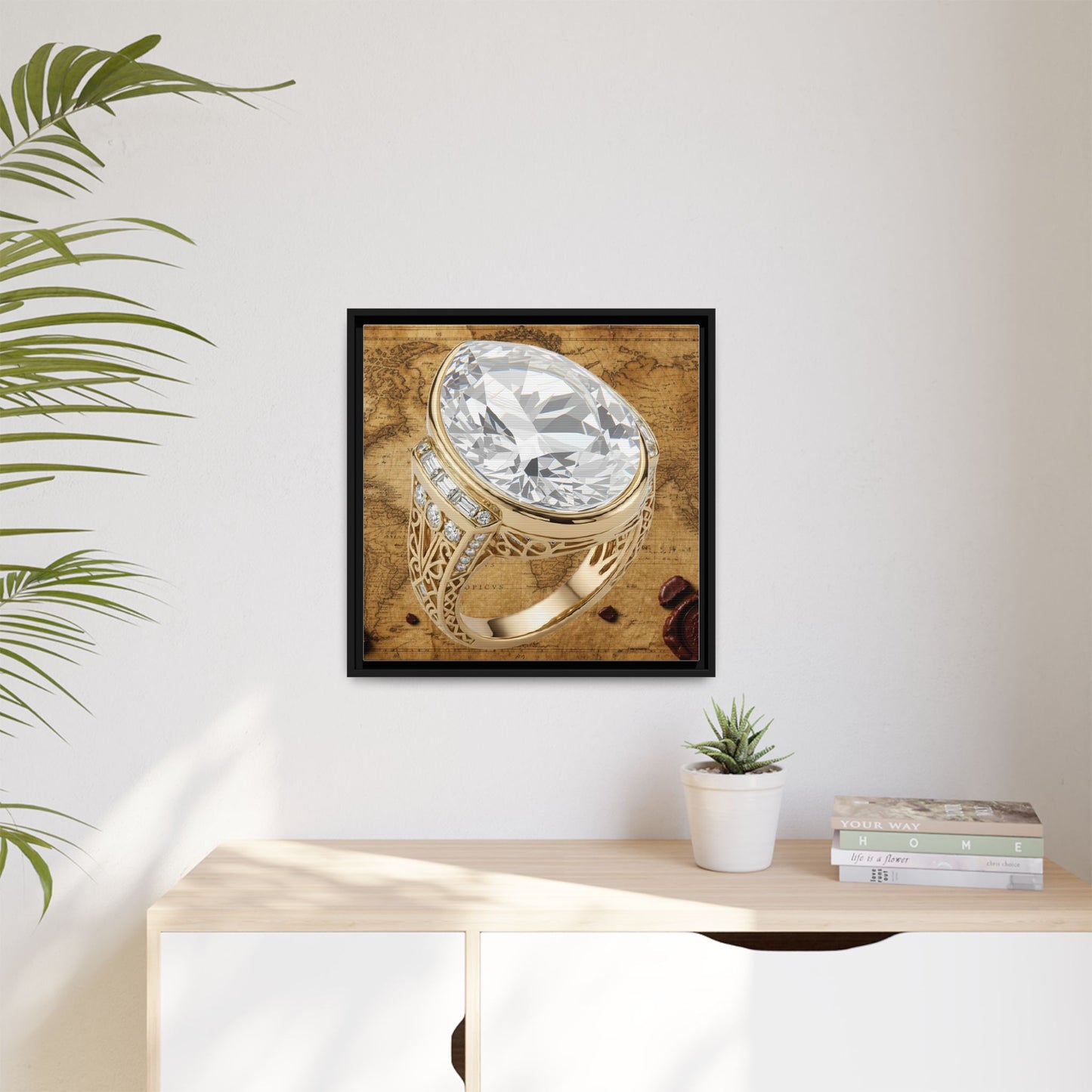 Oval Diamond Ring Framed Canvas