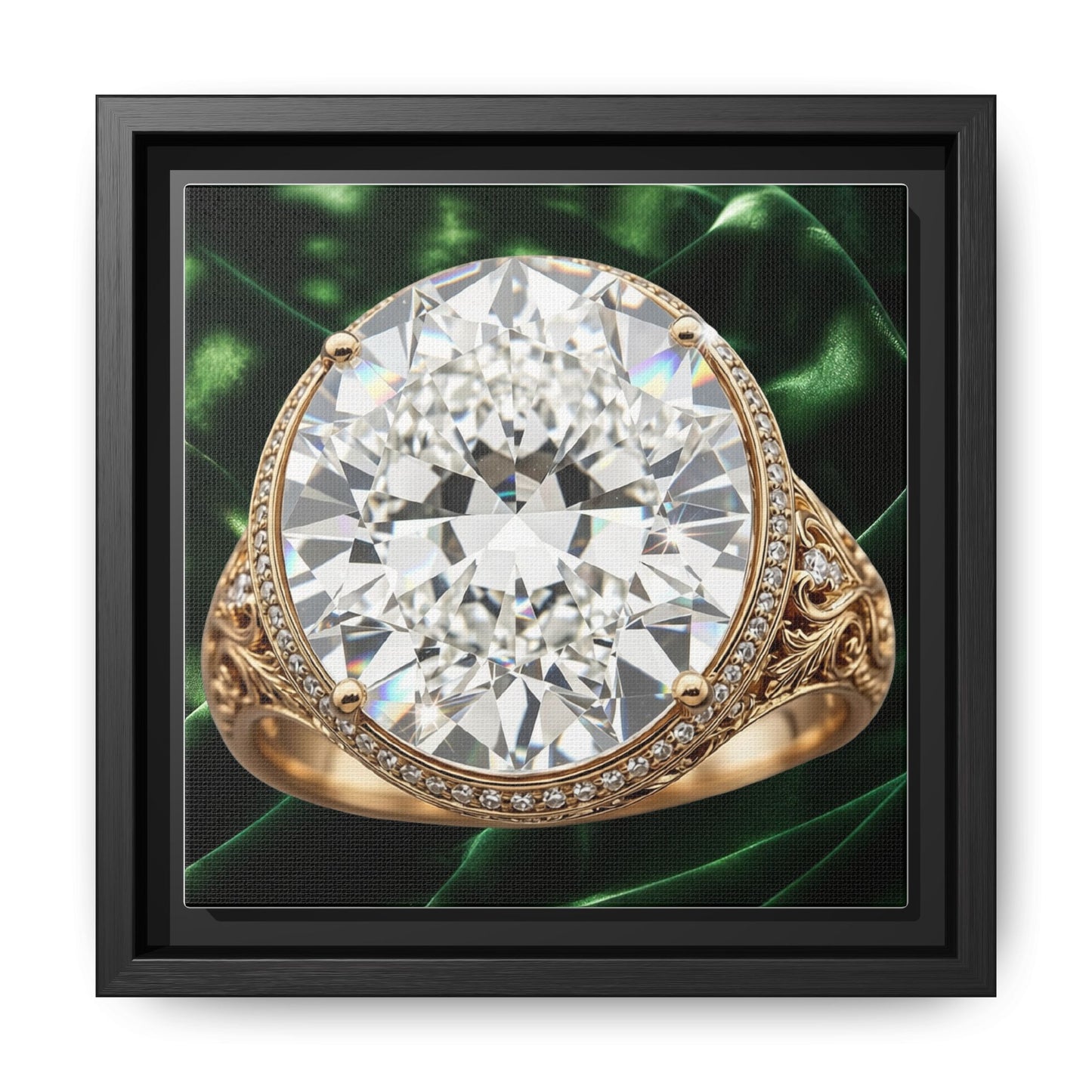 Brilliant Diamond Halo Ring Framed Canvas Art