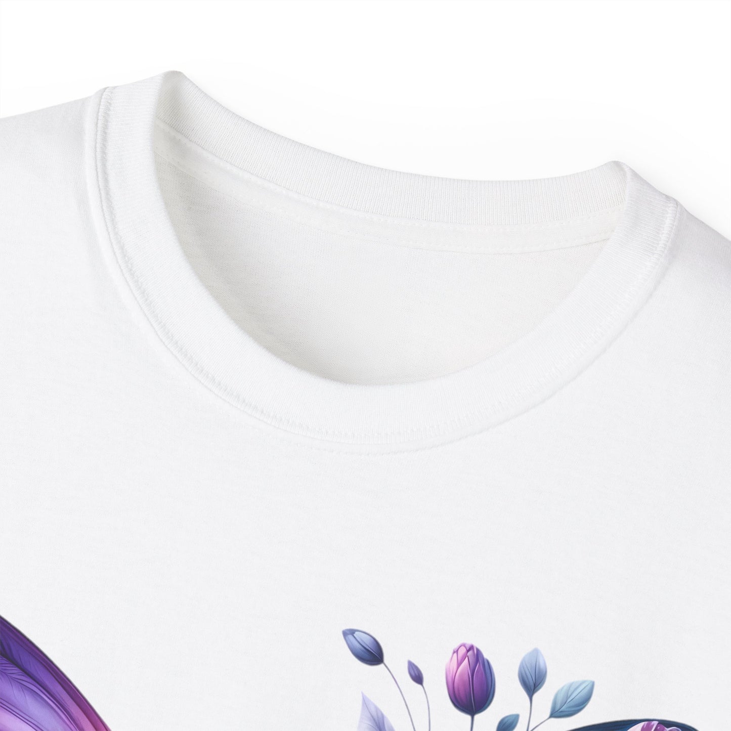 Purple Butterfly Floral Graphic T-Shirt
