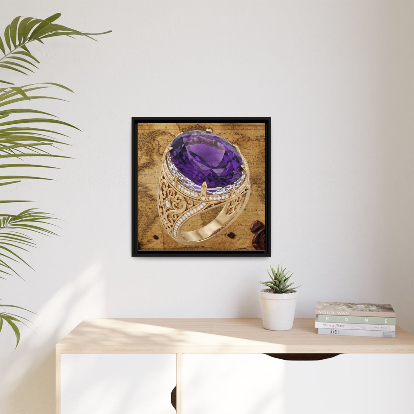 Ornate Amethyst Ring Framed Canvas