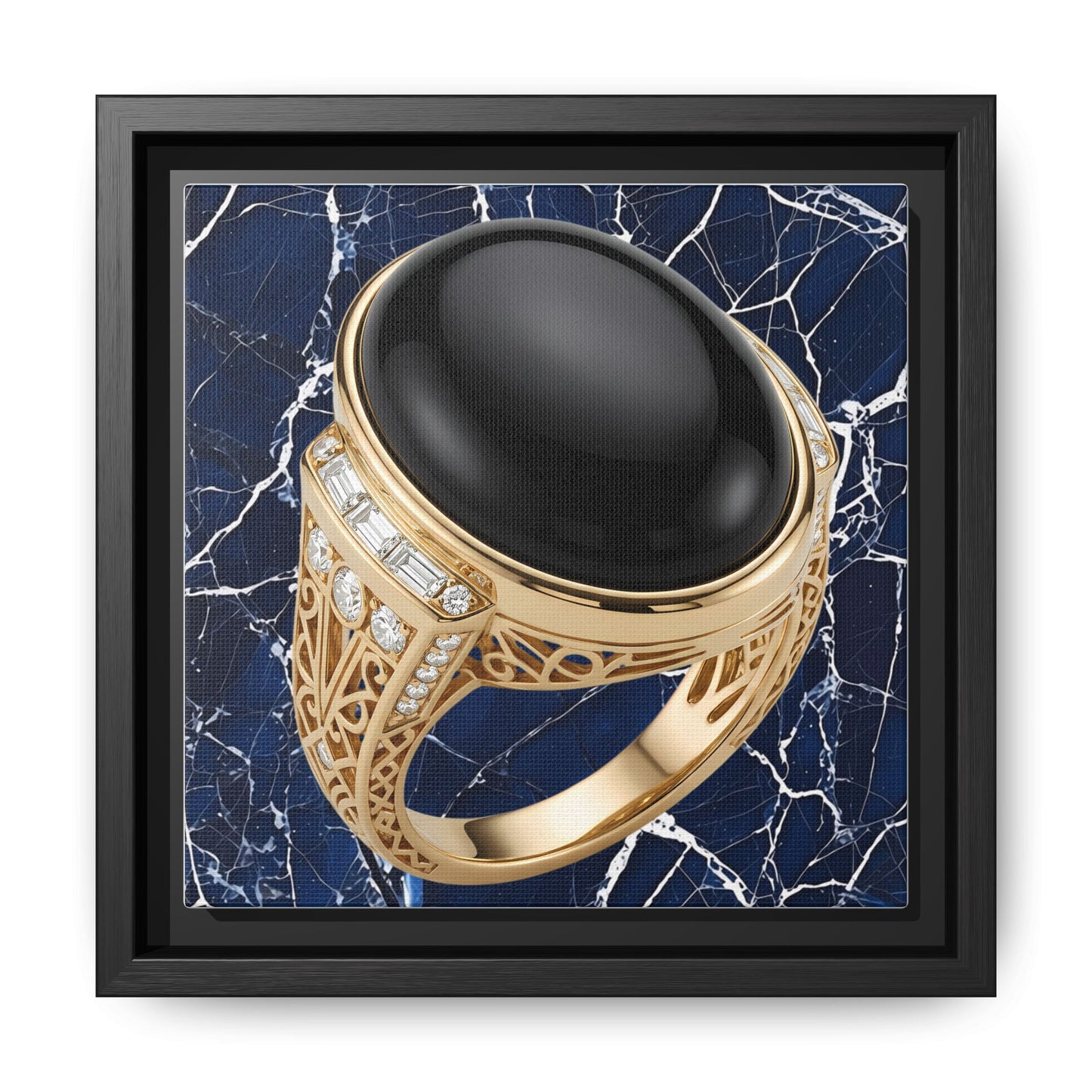 Sable Onyx Marble Ring Framed Canvas