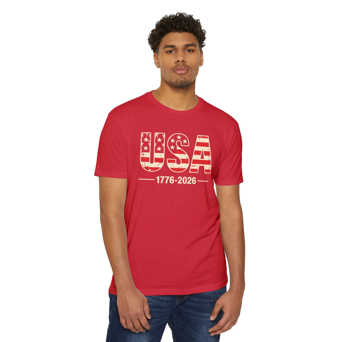 USA 1776-2026 Patriotic Flag Graphic T-Shirt