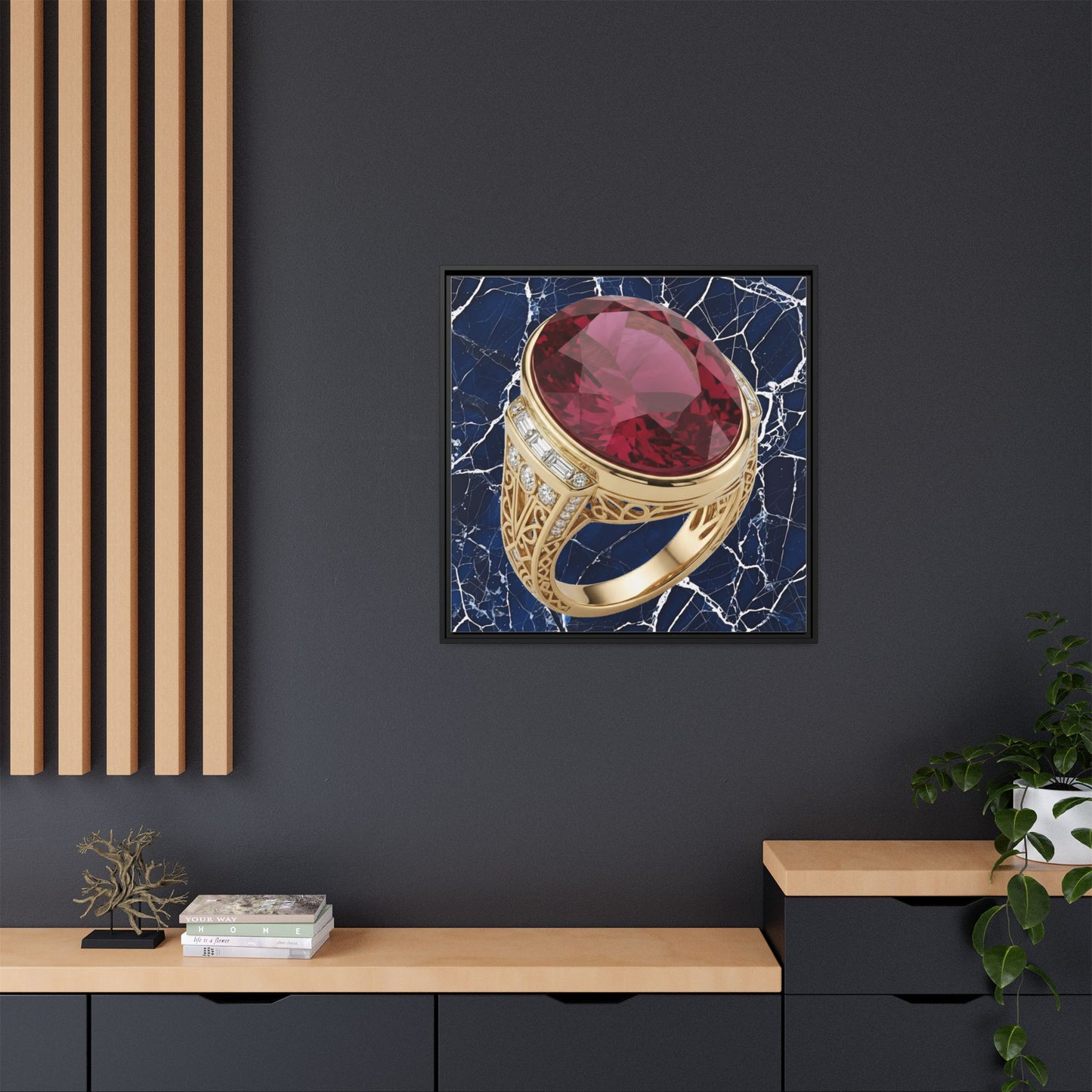 Midnight Ruby Marble Canvas