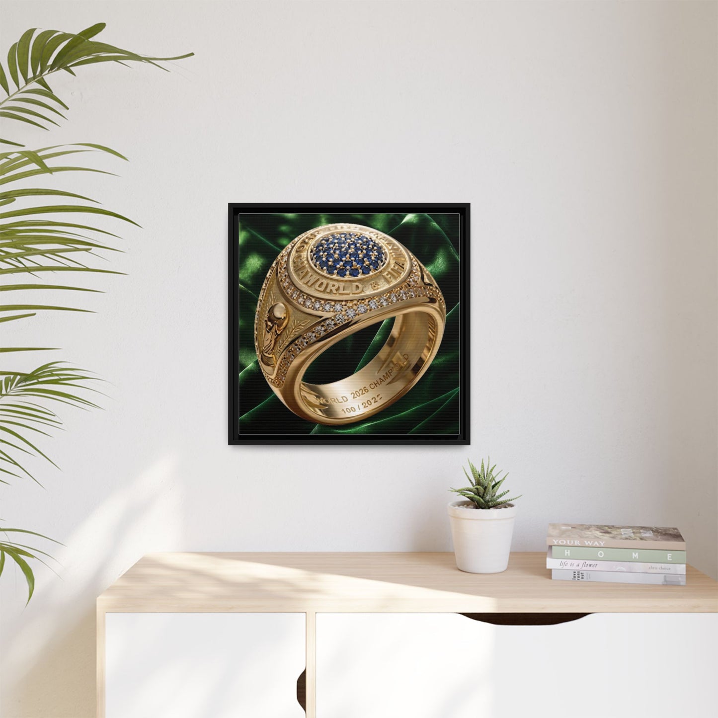 Emerald Velvet 2026 Football Legacy Ring Framed Canvas
