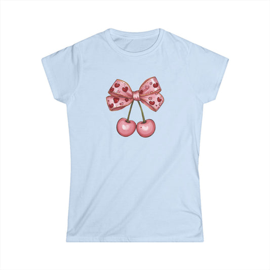 Pink Cherry Bow Graphic Women’s Tee