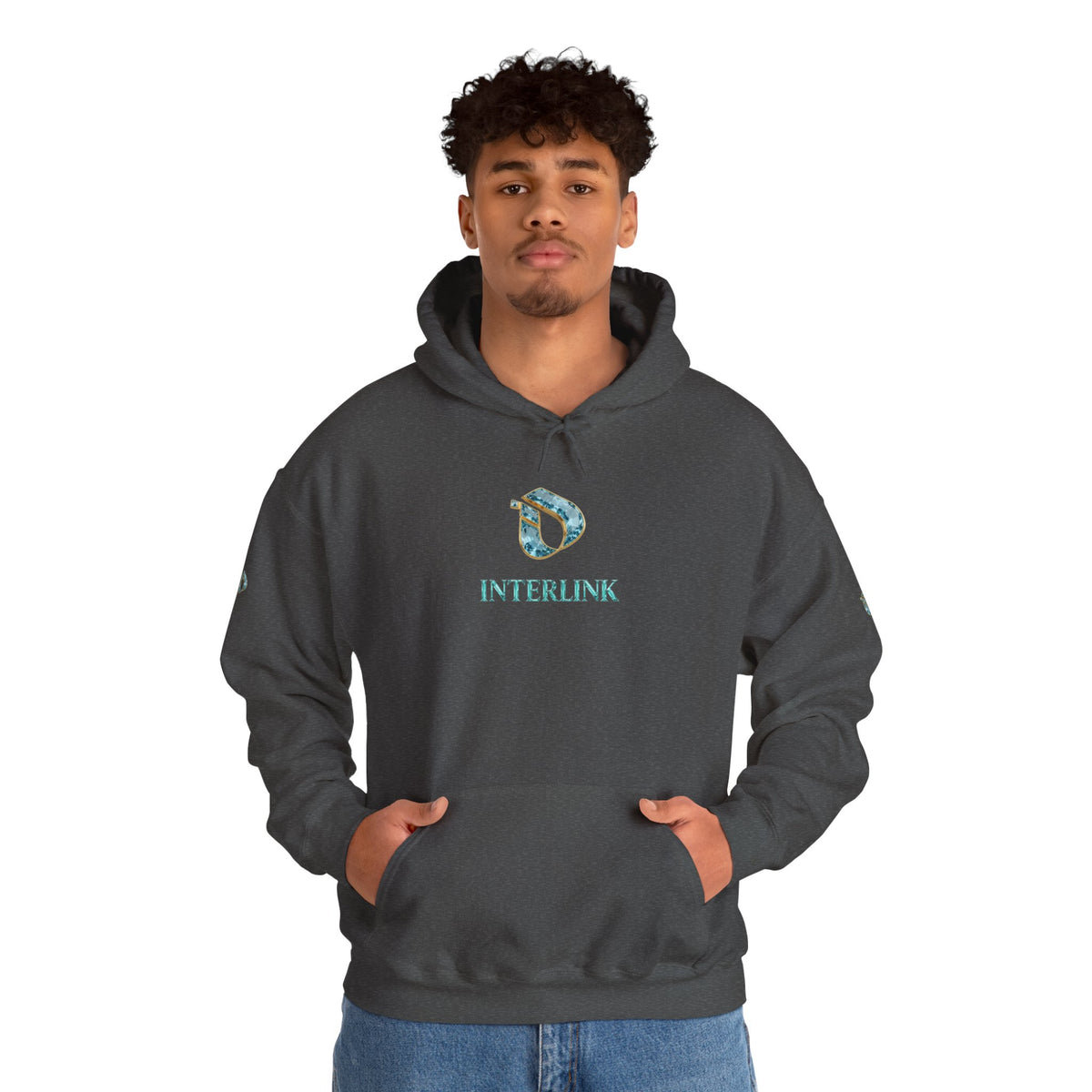 Aquamarine Crest Interlink Men’s Pullover Hoodie