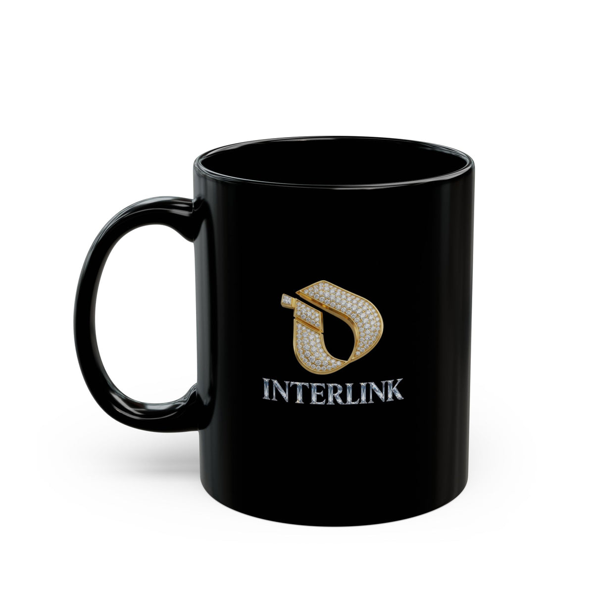 Diamond Facet Noir Interlink Black Ceramic Mug
