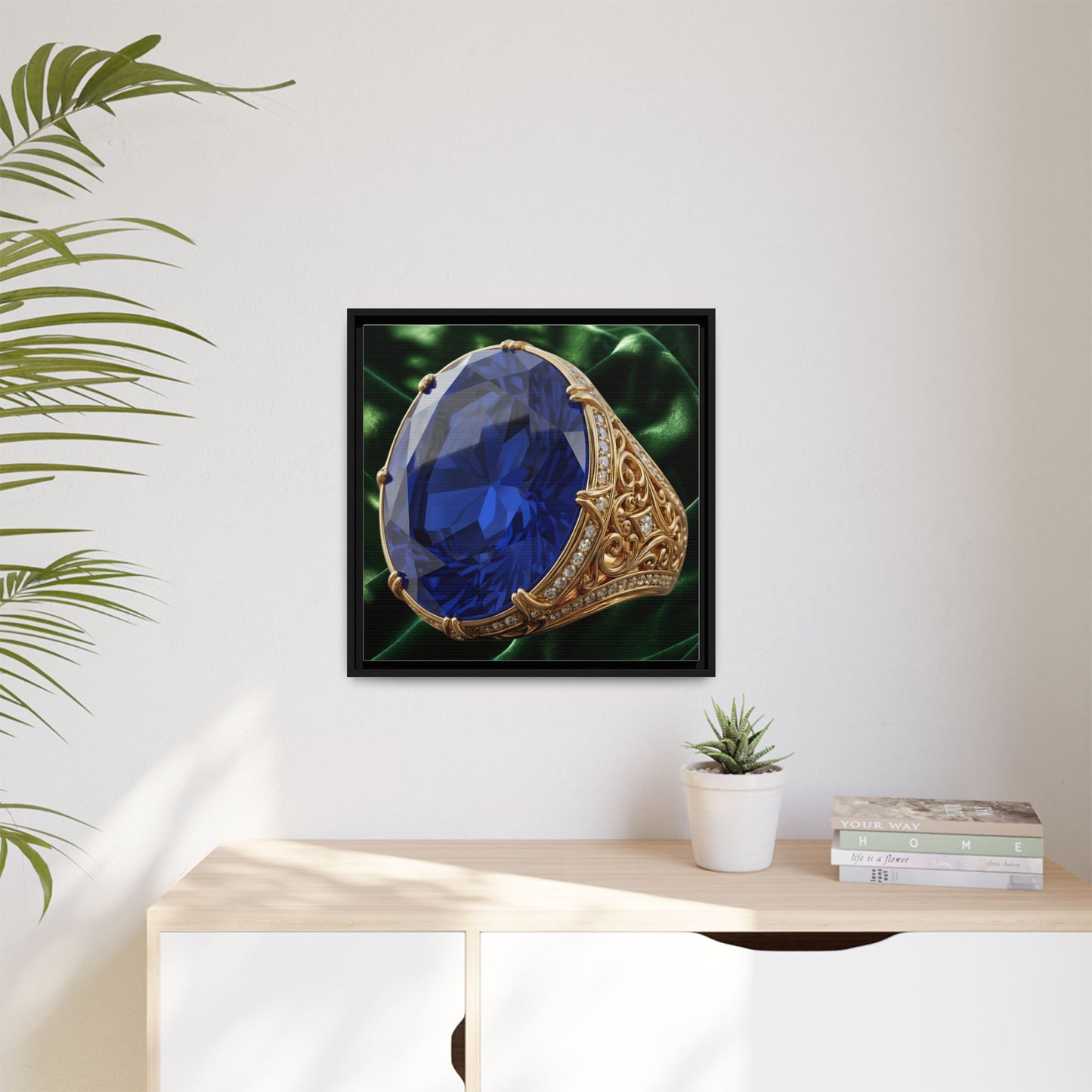 Sapphire Jewellery in Sculpted Setting Framed Canvas
