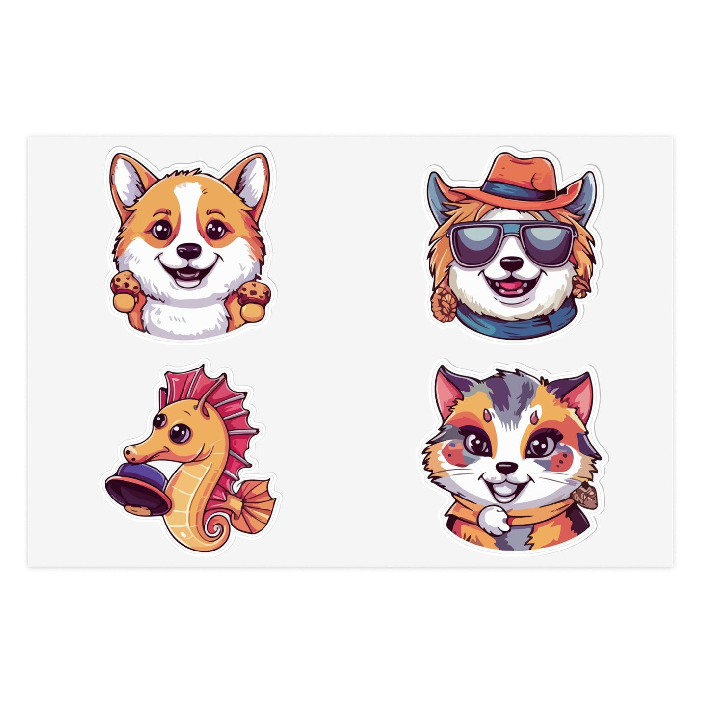Cartoon Animal Friends Sticker Sheet