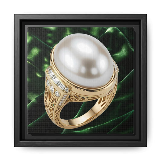 Luminous Pearl Emerald Satin Ring Canvas