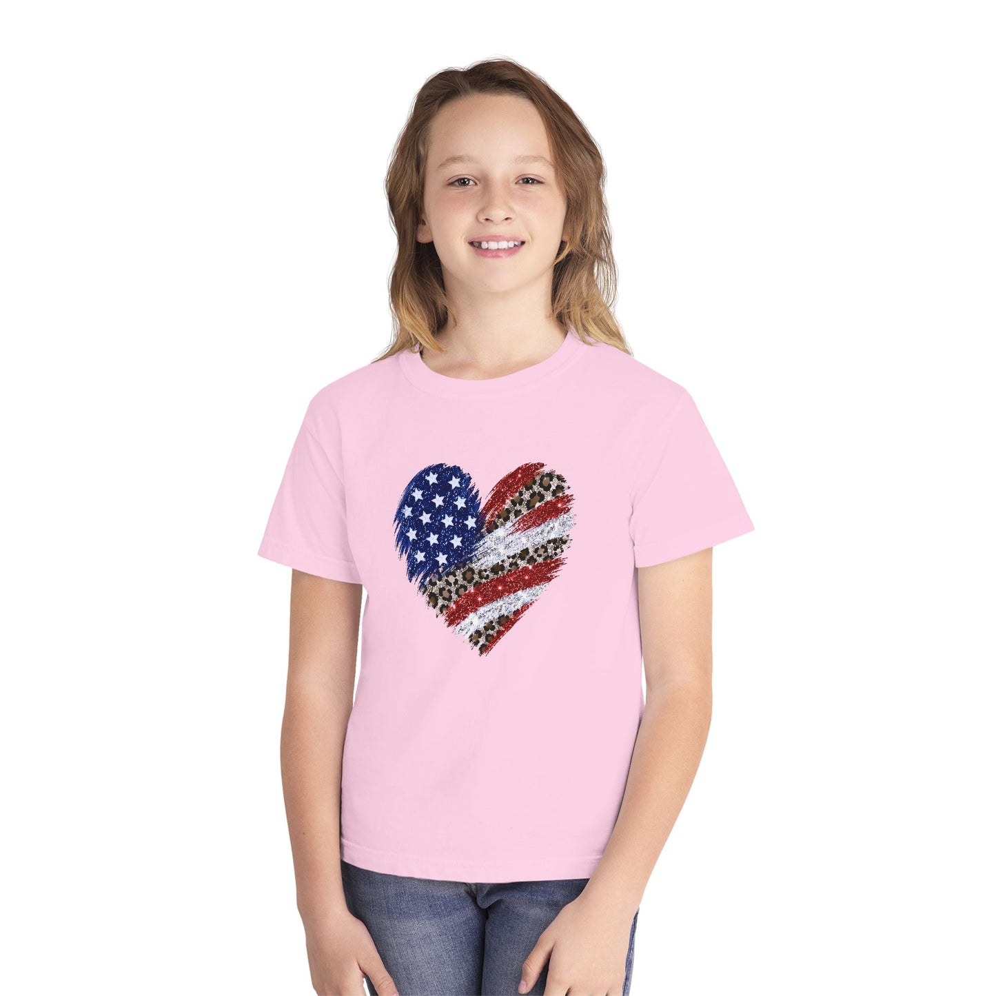 Distressed American Flag Heart Youth T-Shirt
