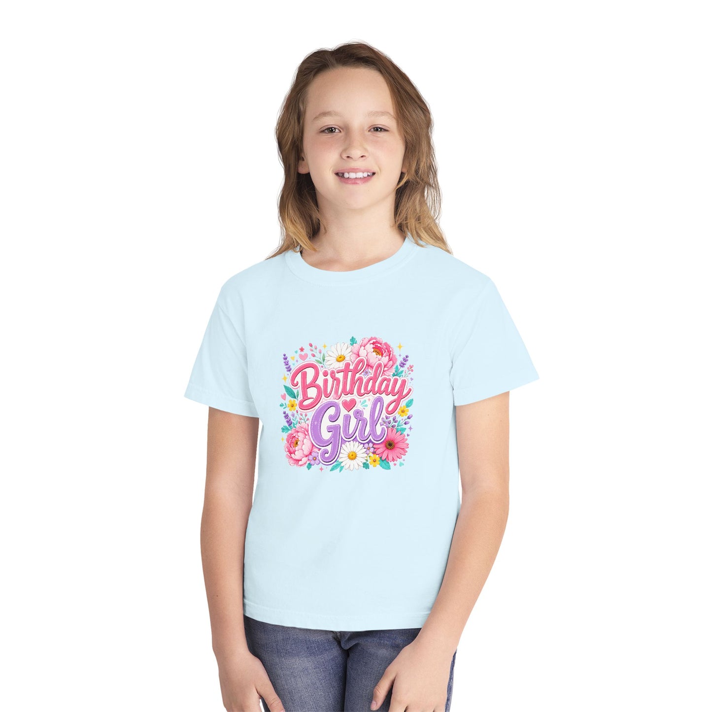 Birthday Girl Floral Youth T-Shirt
