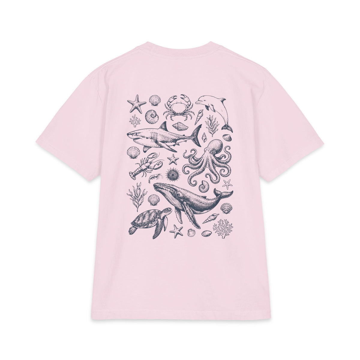 Vintage Ocean Etching Oversized Heavyweight Tee