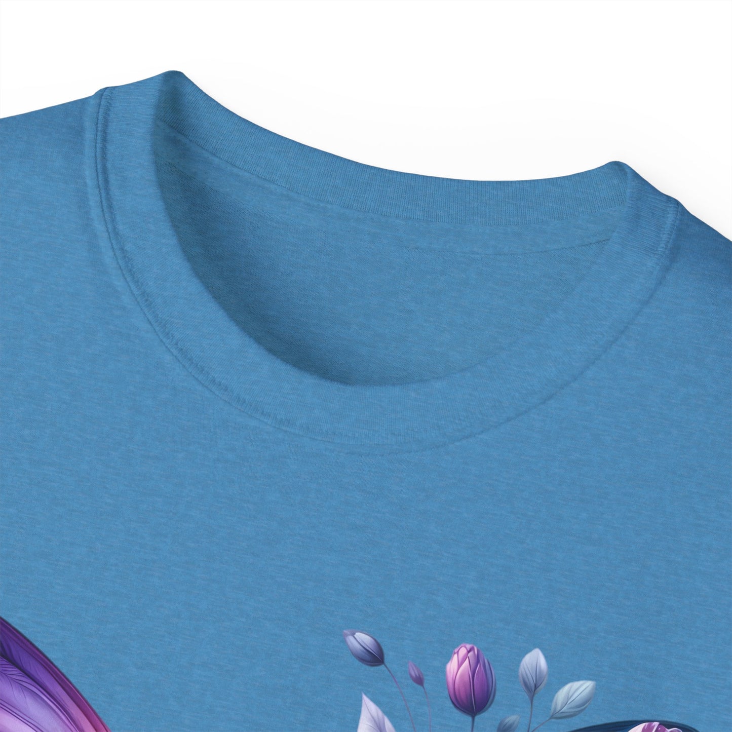 Purple Butterfly Floral Graphic T-Shirt