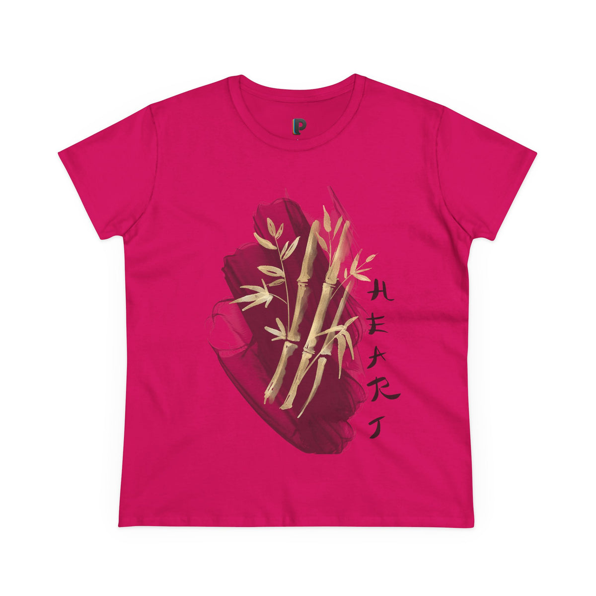 Golden Bamboo Ink Brush Front Print Women’s Tee
