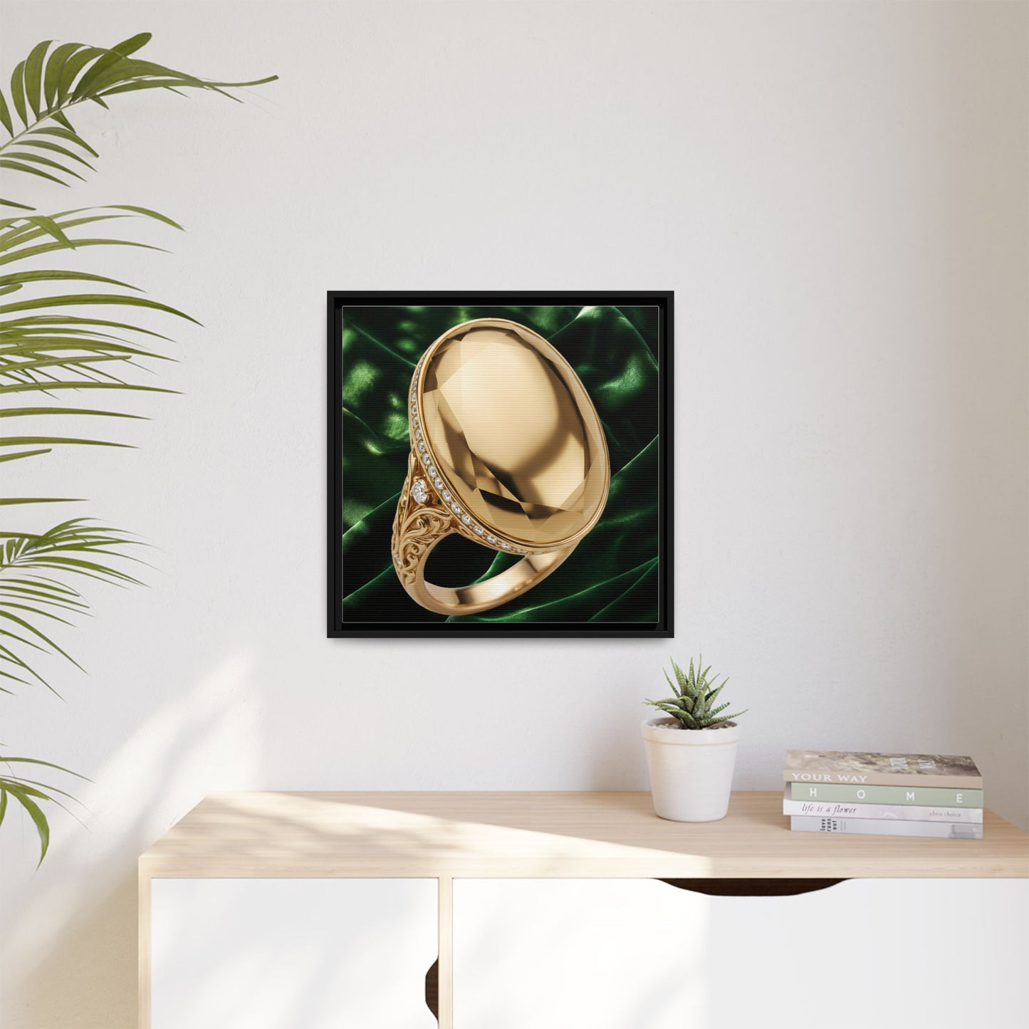 Sovereign Gold Oval Ring Framed Canvas