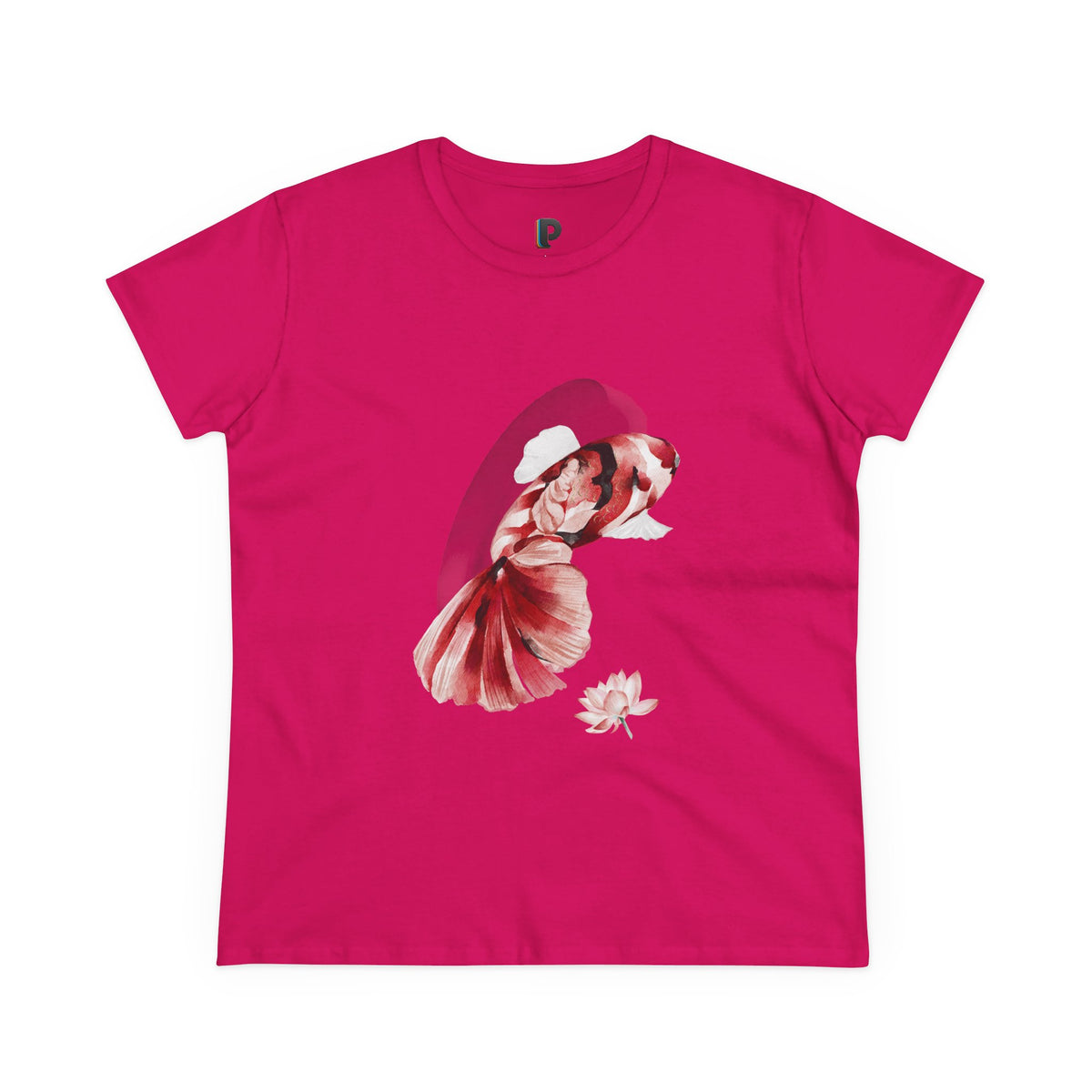 Crimson Betta & Lotus Watercolor Women’s Tee