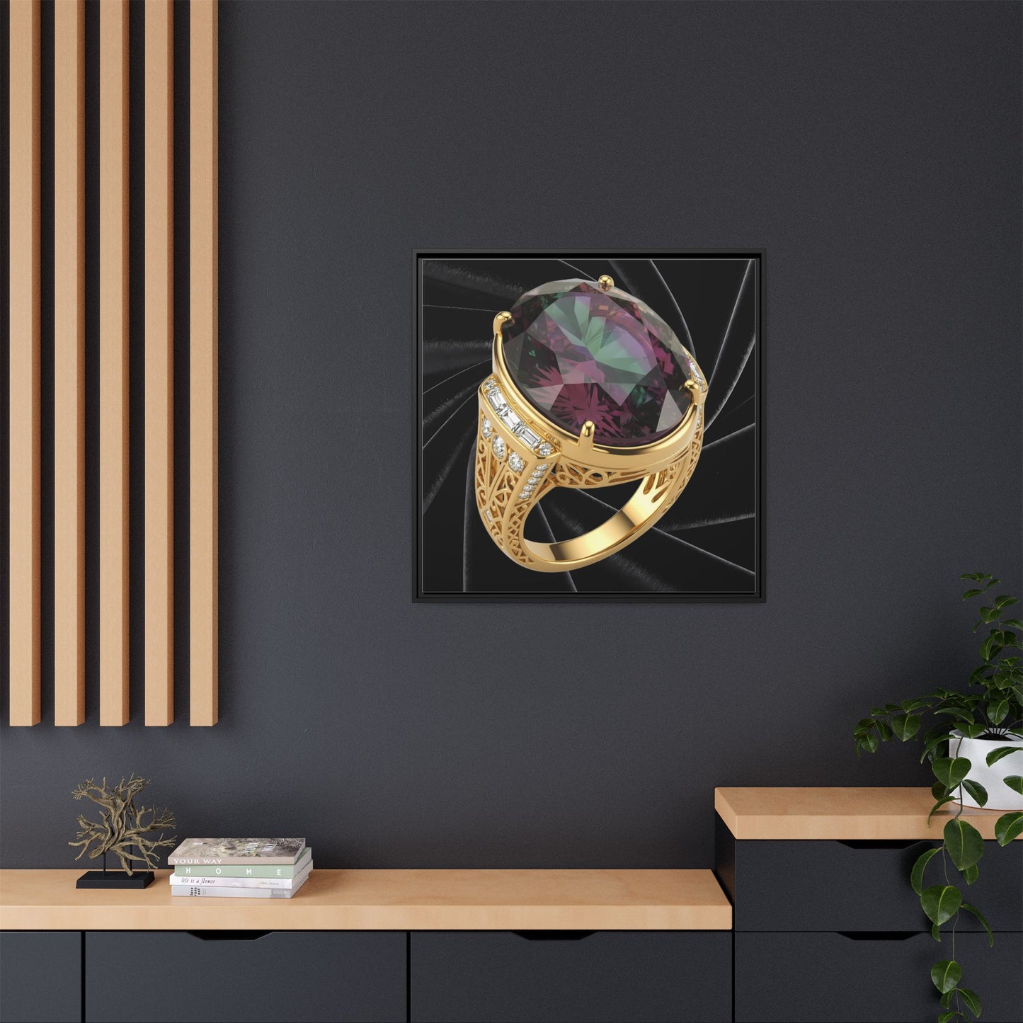 Alexandrite Ring on Black Velvet Framed Canvas