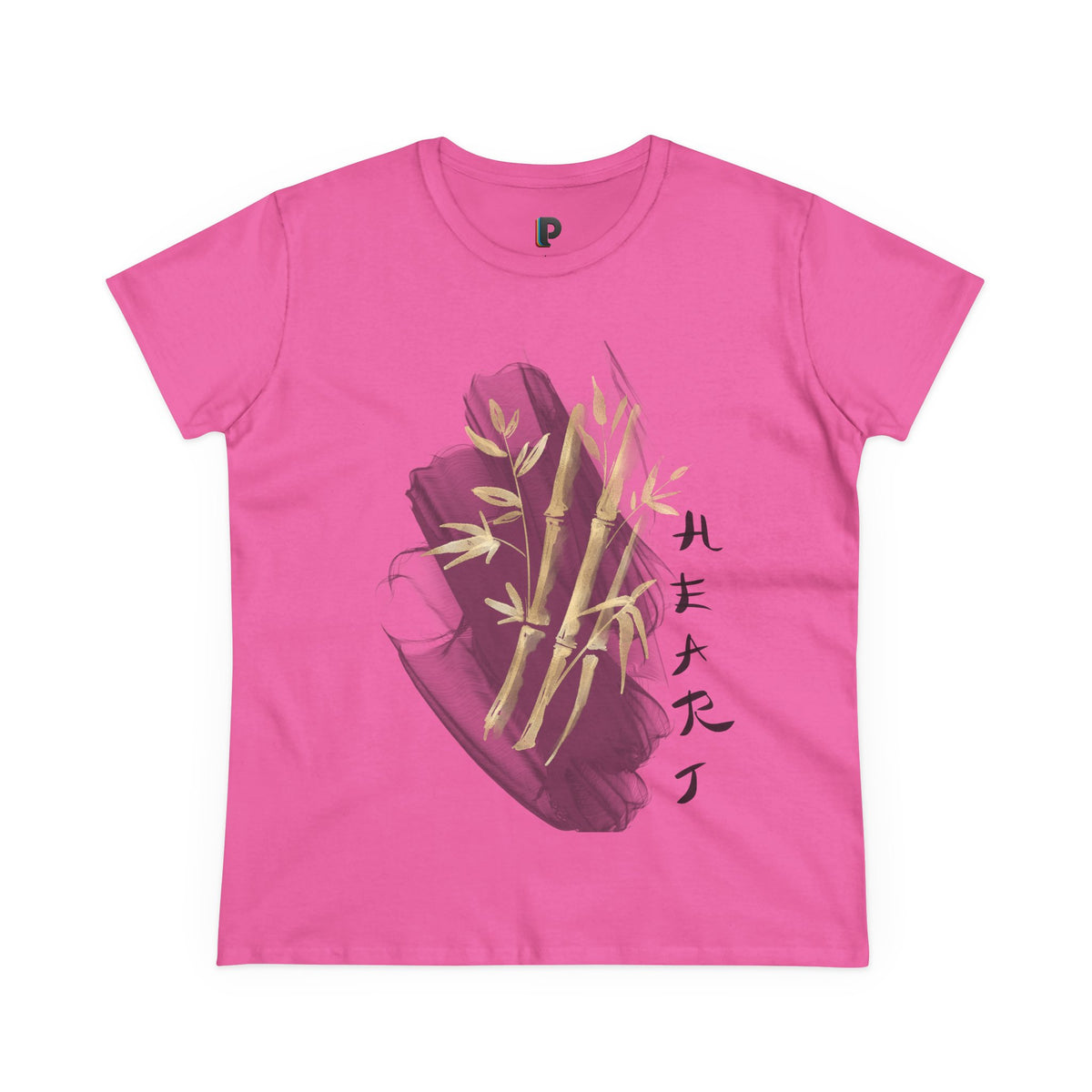 Golden Bamboo Ink Brush Front Print Women’s Tee