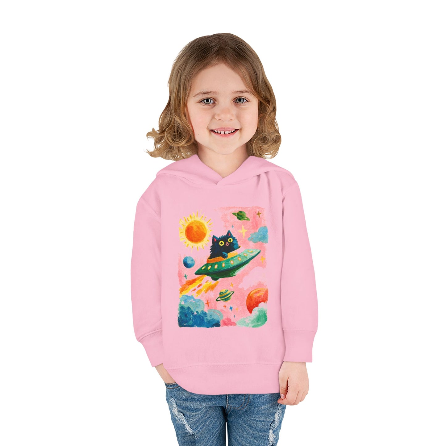 Space Cat UFO Toddler Hoodie