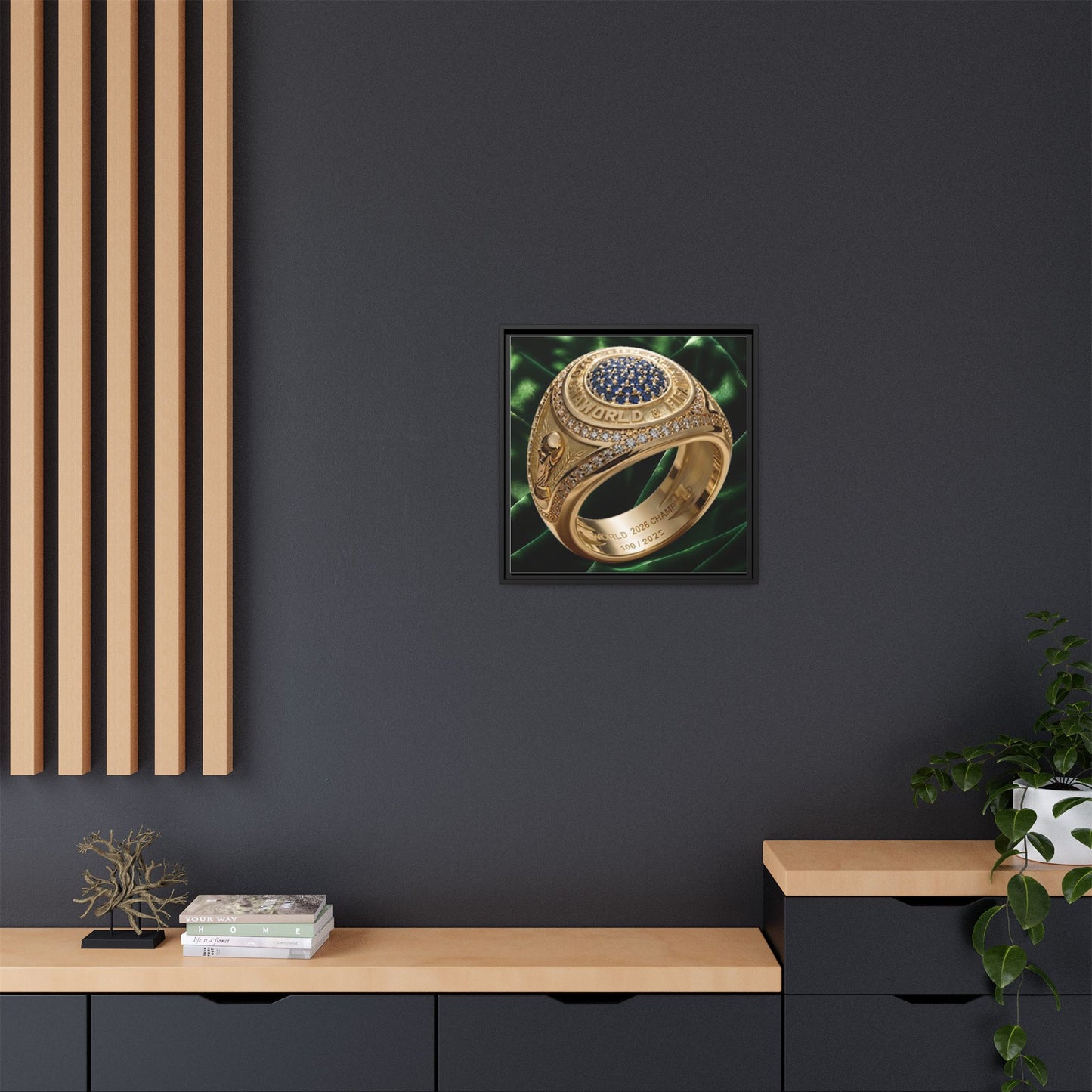 Emerald Velvet 2026 Football Legacy Ring Framed Canvas