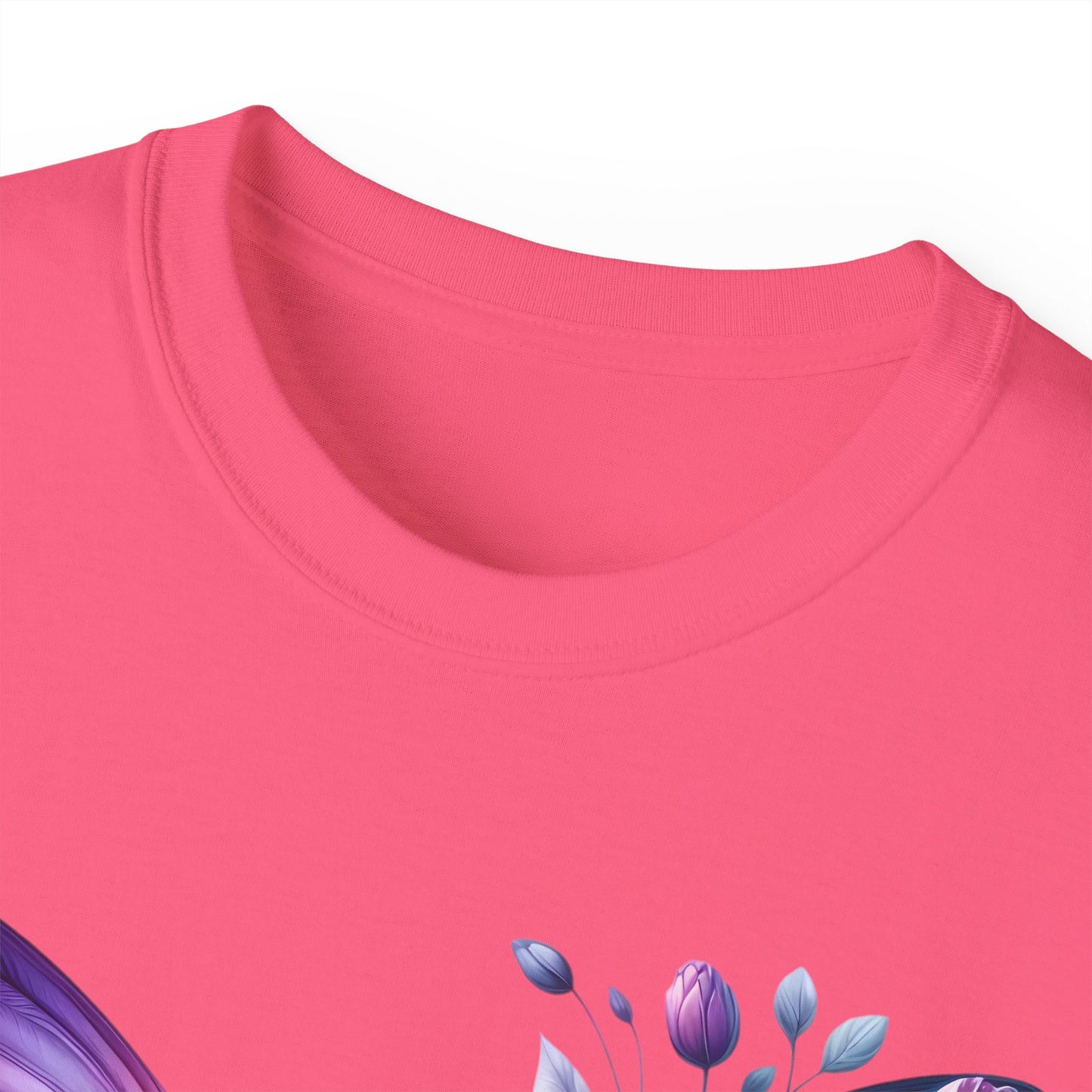 Purple Butterfly Floral Graphic T-Shirt