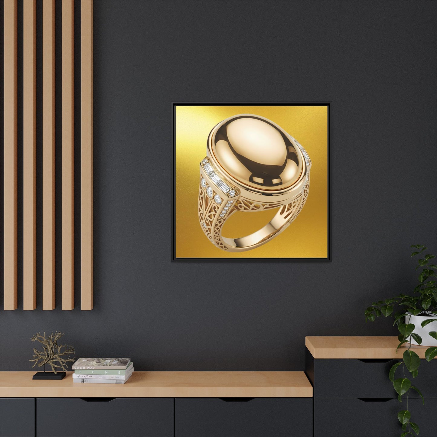 Sunlit Golden Cabochon Ring Canvas