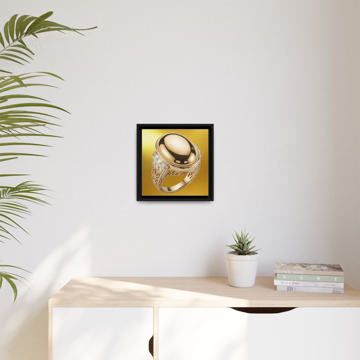 Sunlit Golden Cabochon Ring Canvas