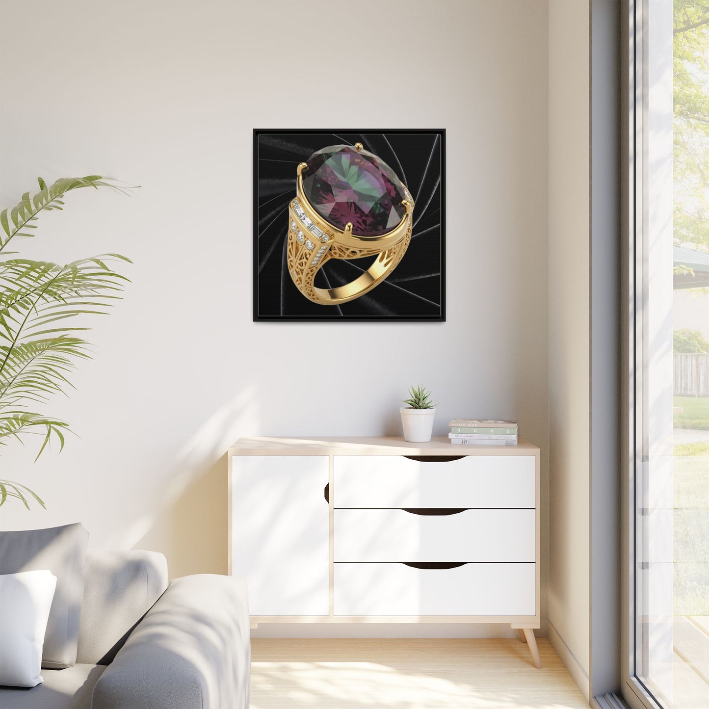 Alexandrite Ring on Black Velvet Framed Canvas