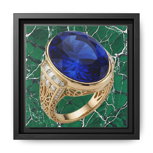Marble Mosaic Sapphire Ring Framed Canvas