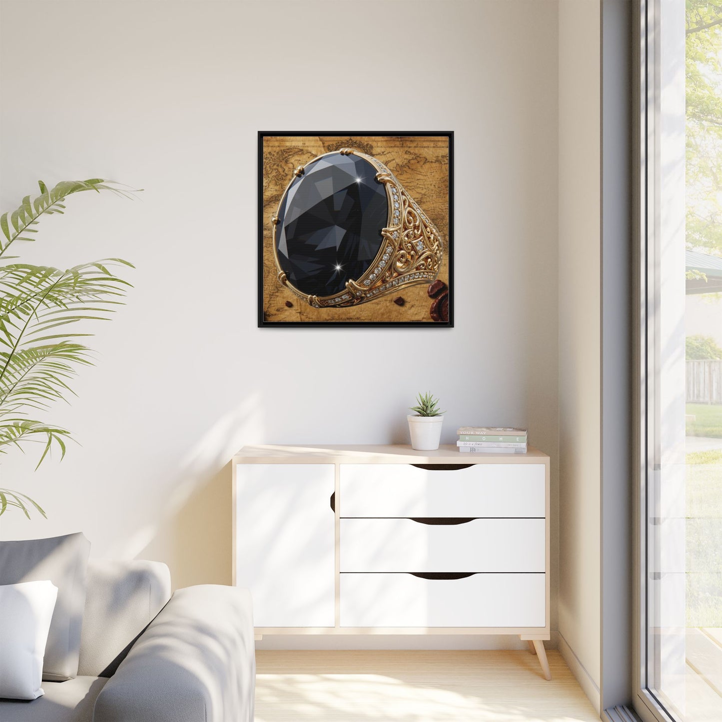 Black Diamond Ornate Mount Framed Canvas