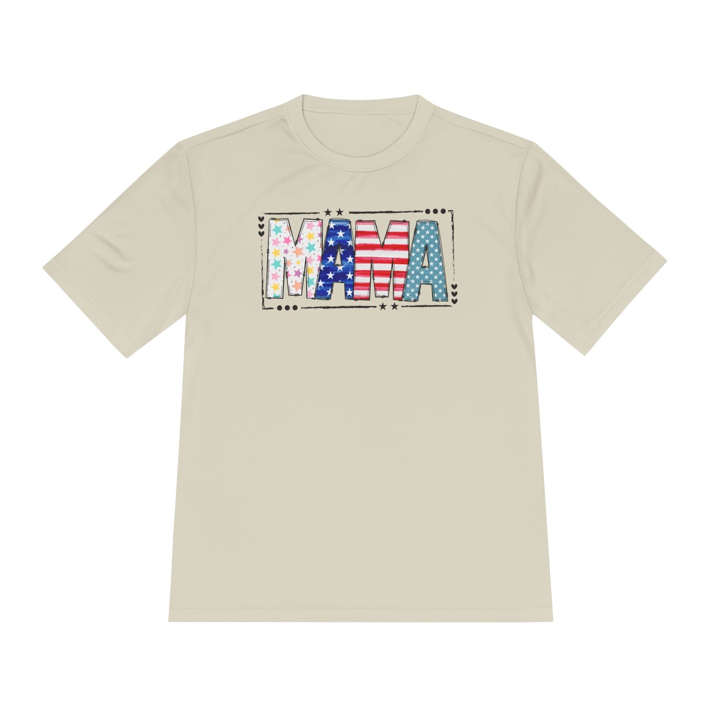 MAMA Patriotic Graphic Tee — USA Flag & Stars Moisture-Wicking Shirt