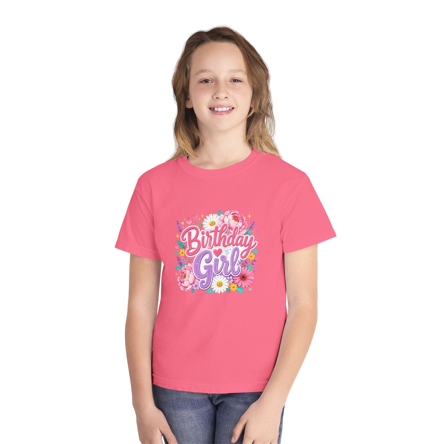Birthday Girl Floral Youth T-Shirt