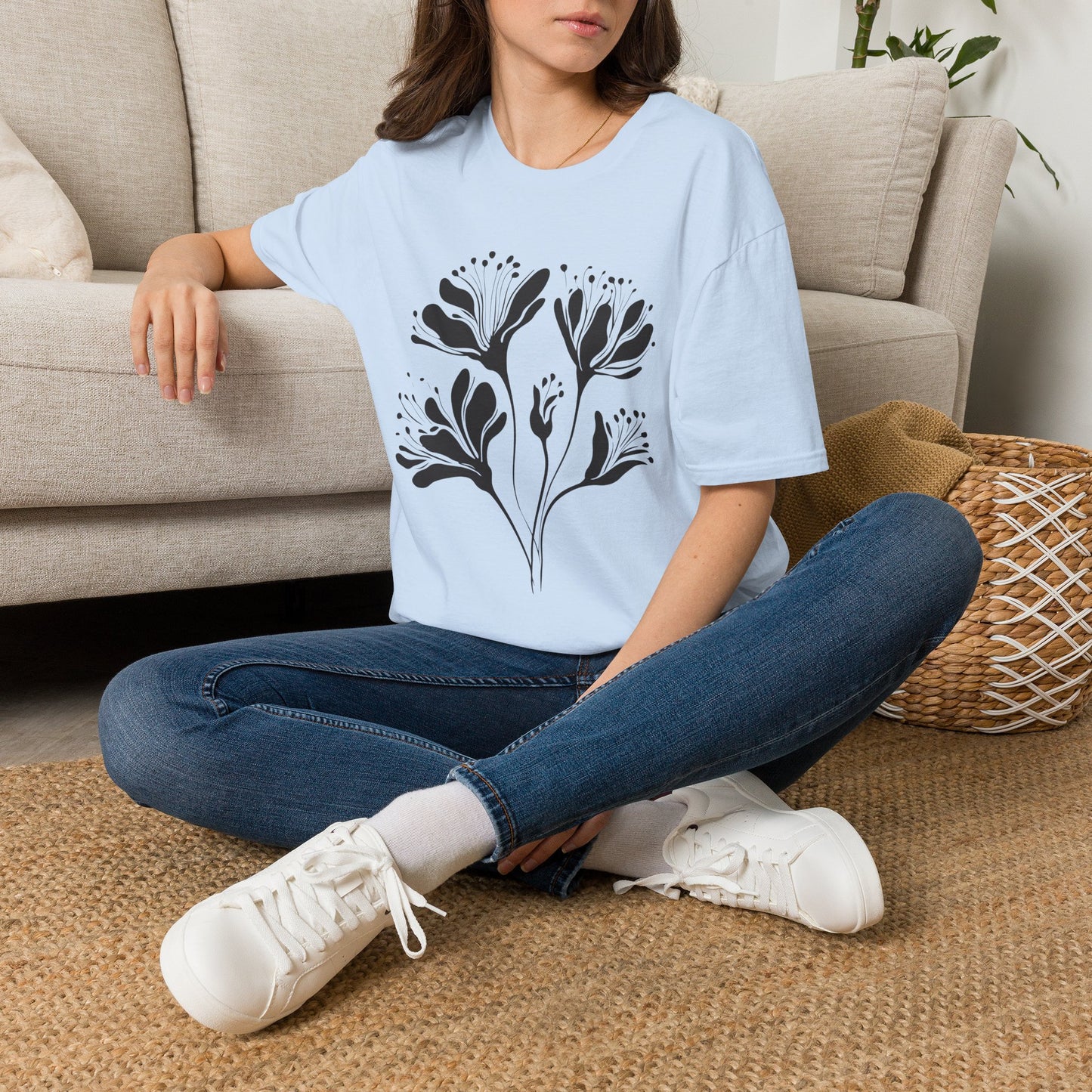 Monochrome Floral Silhouette Tee