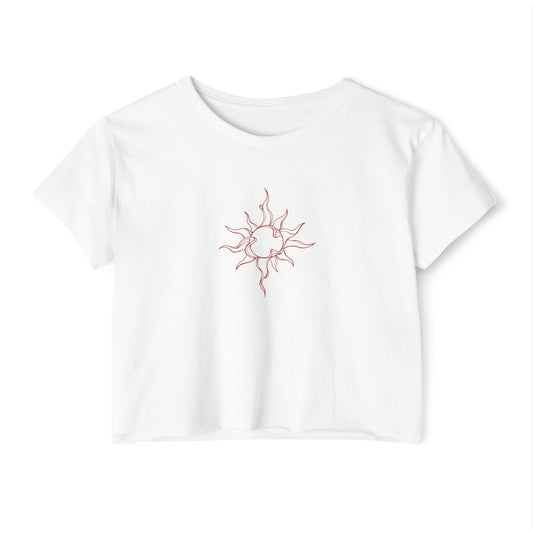 Wavy Sun Line Art Boxy Tee