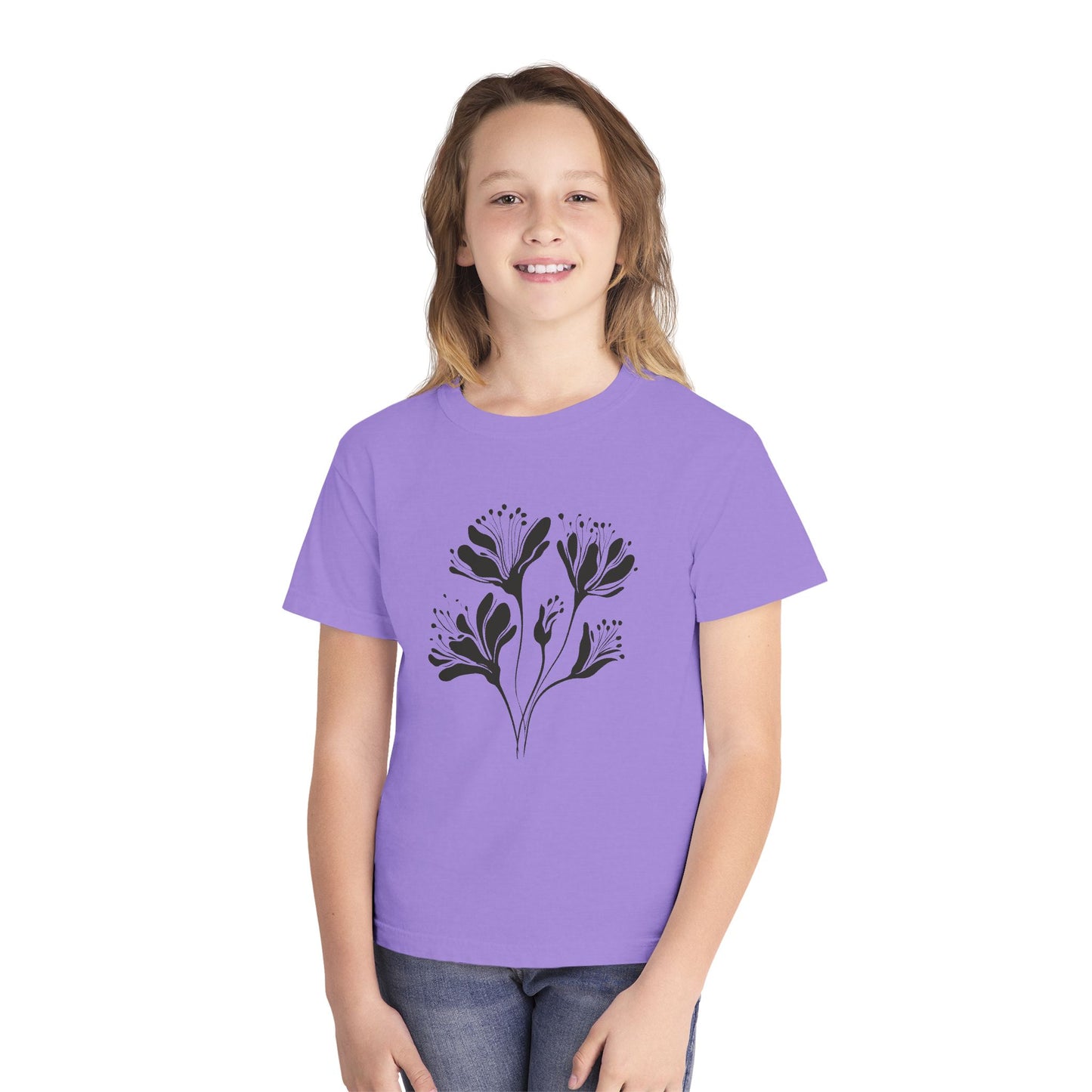 Youth Minimal Black Floral Tee