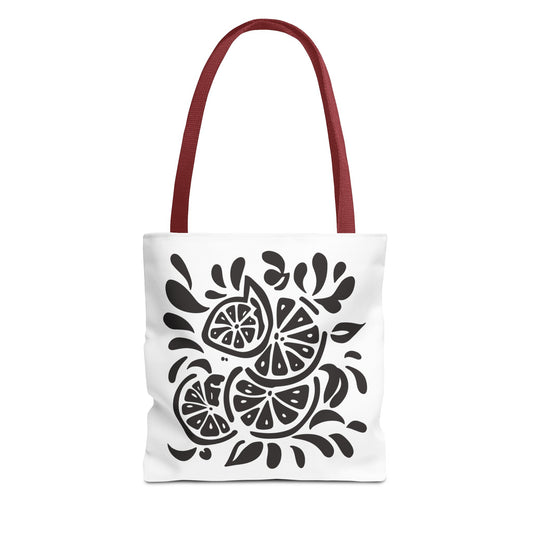Monochrome Citrus Floral Tote Bag