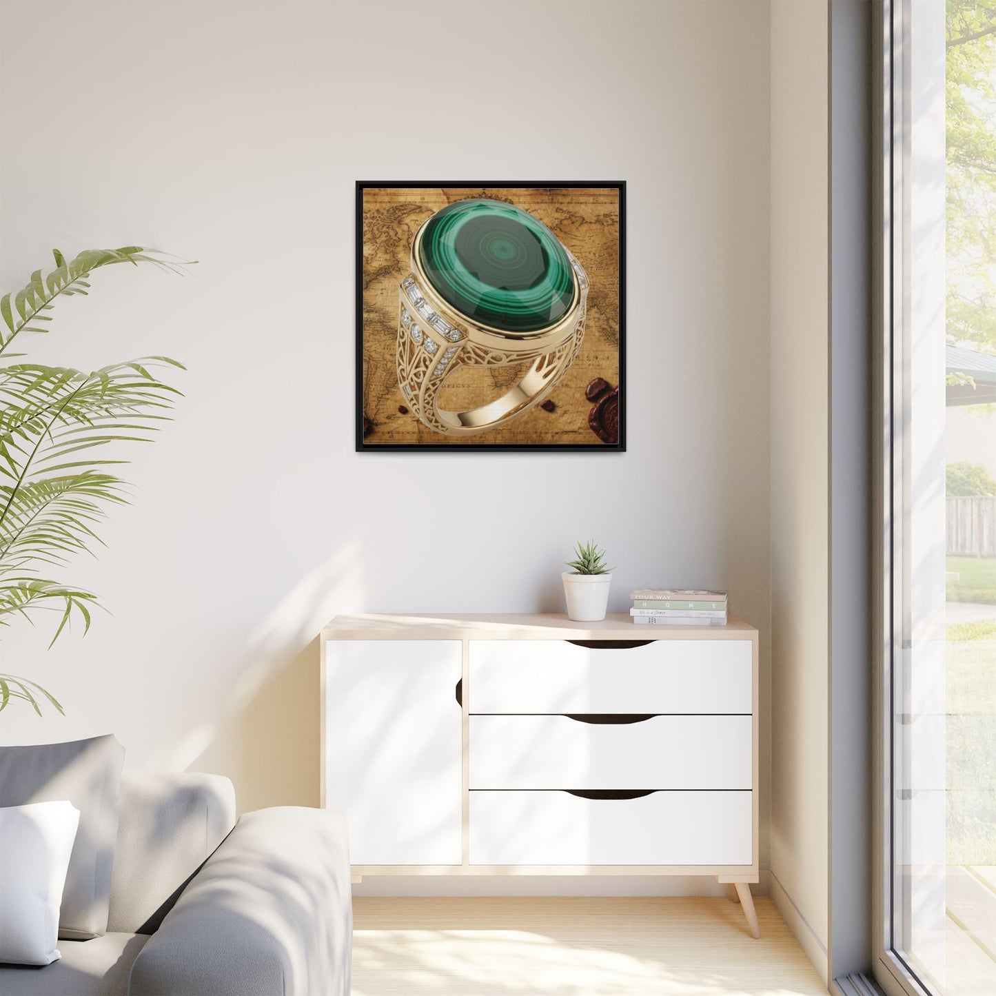 Banded Malachite Ring Framed Canvas