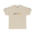 PrintMall Split Lettering Sleeve Accent Tee