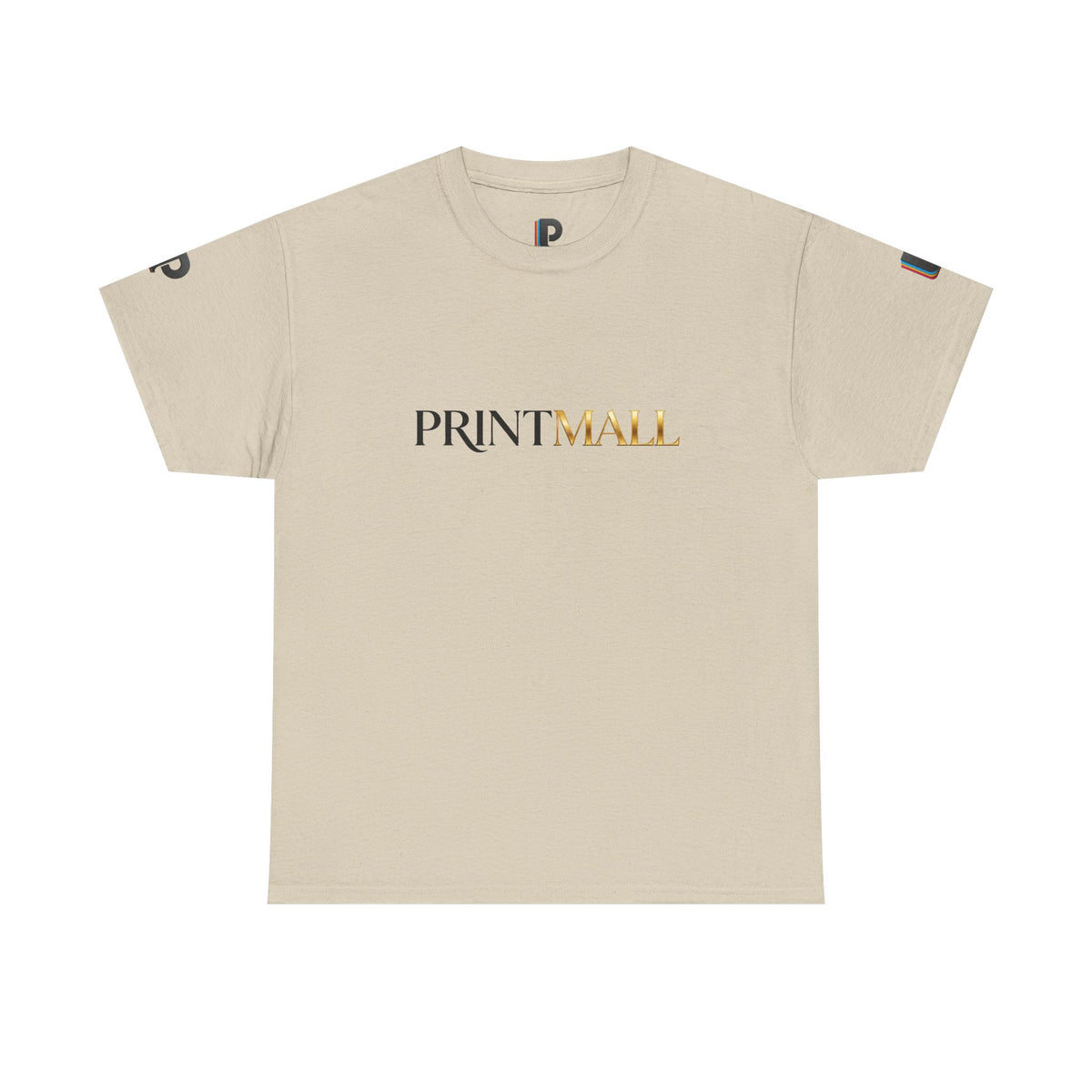 PrintMall Split Lettering Sleeve Accent Tee