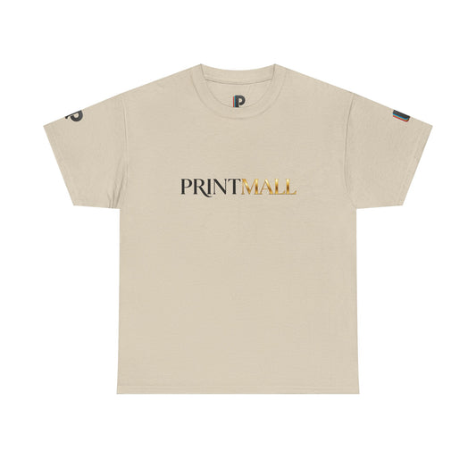 PrintMall Split Lettering Sleeve Accent Tee
