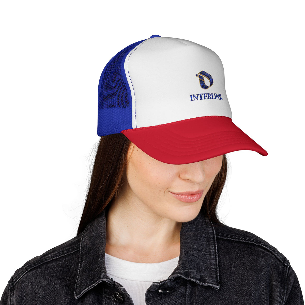 Sapphire Facet Interlink Foam-Front Trucker Cap