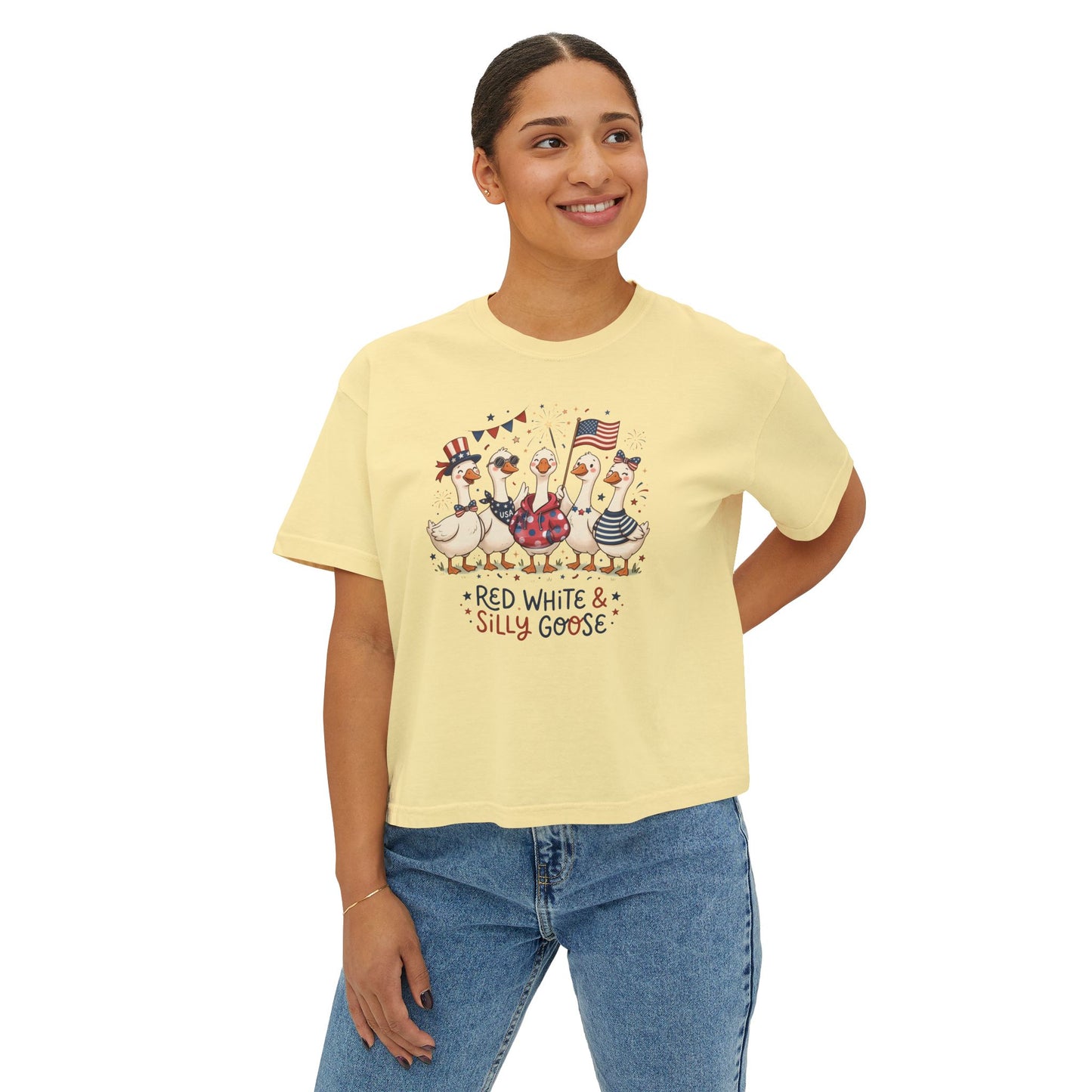 Red White & Silly Goose Women’s Boxy T-Shirt