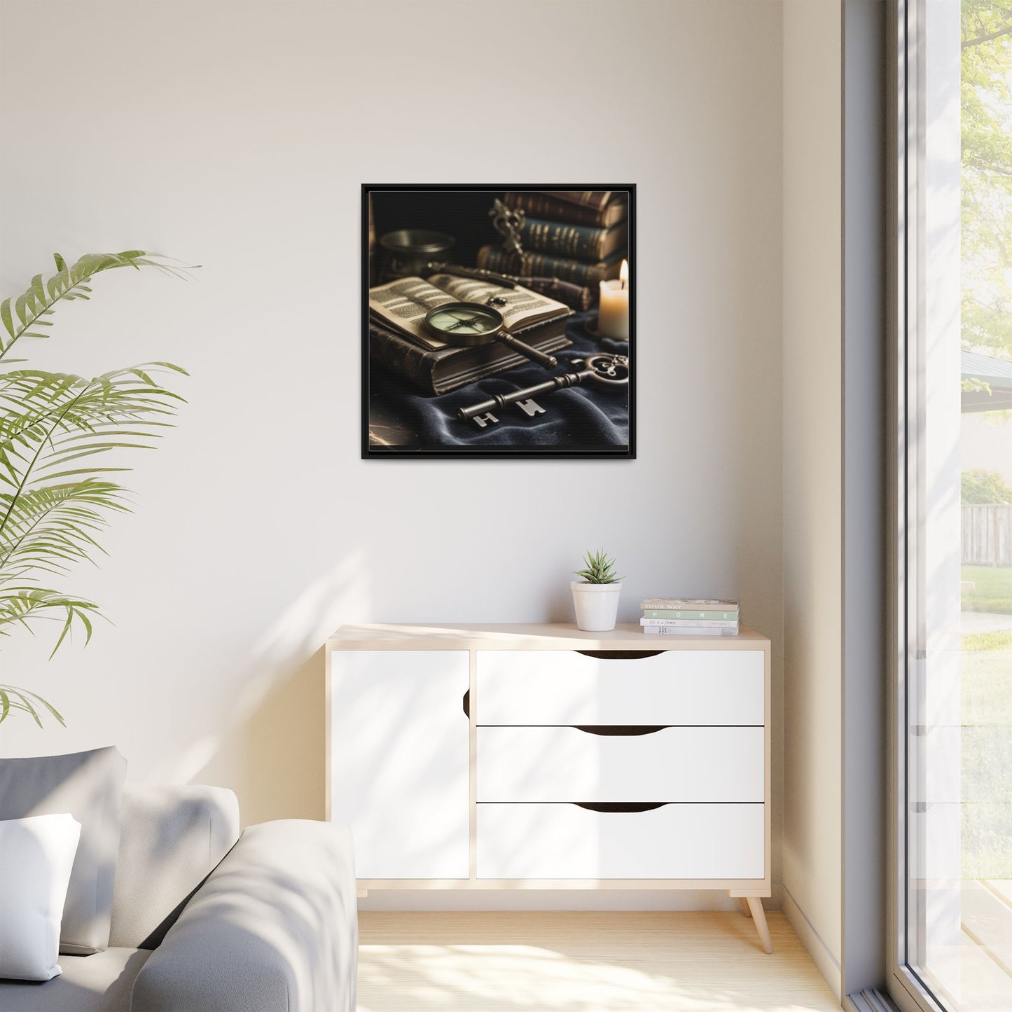 Vintage Detective Still Life Framed Canvas