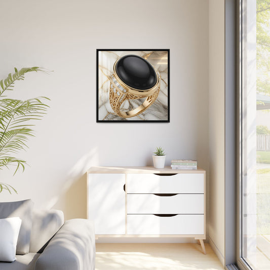 Ivory Vein Onyx Ring Framed Canvas