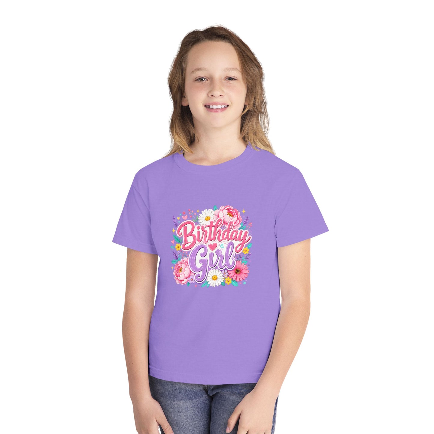 Birthday Girl Floral Youth T-Shirt