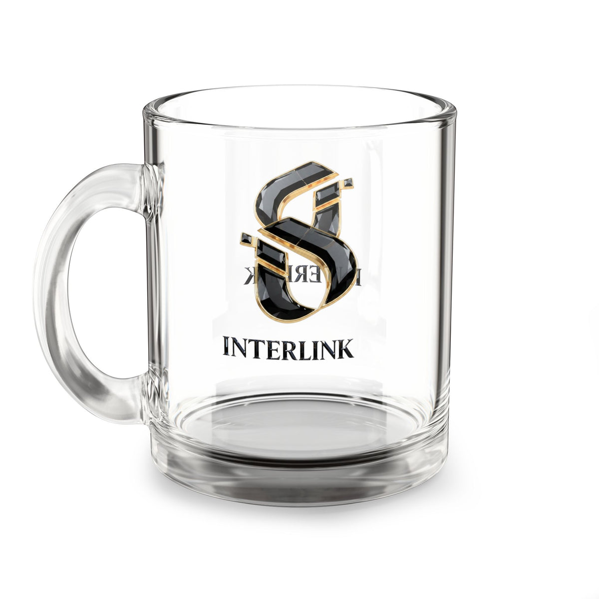Dark Onyx Interlink 10oz Clear Glass Mug